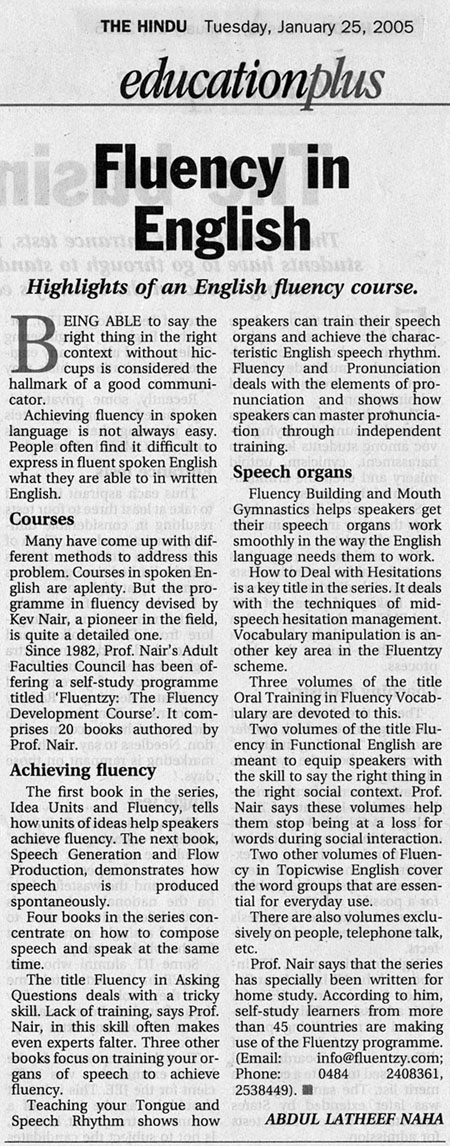Fluency News Article THE HINDU